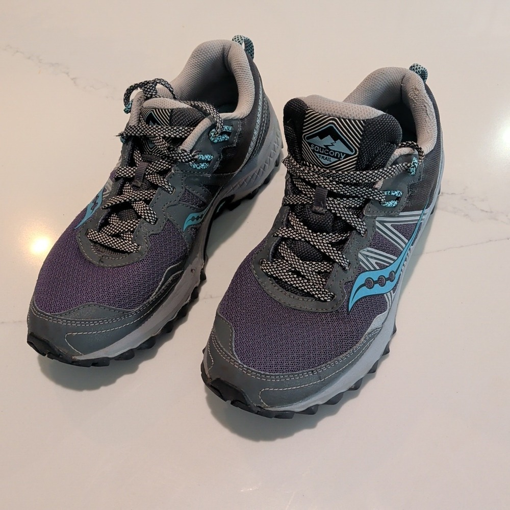 Saucony Excursion TR Trail Running Athletic Gray Teal Shoes Womens Size 10